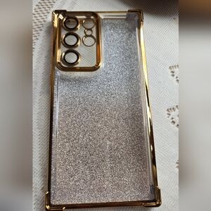 Samsung Galaxy S22 Ultra Gold and Silver Glitter Phone Case